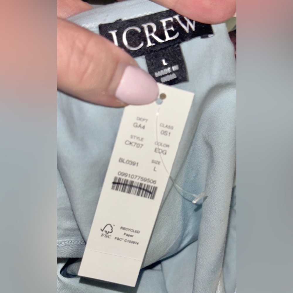 NWT J.Crew Pintuck mixy dress Large Edgewater Light Blue Preppy Midi Flowy - Picture 12 of 14
